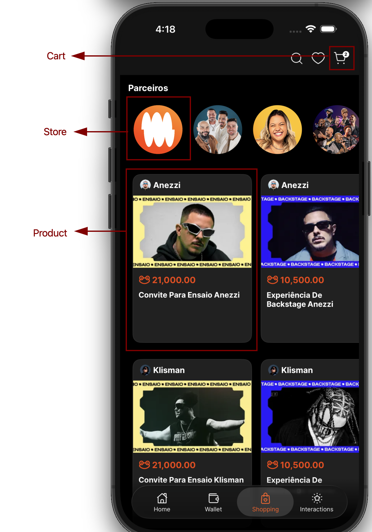 Shopping homepage example